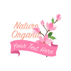 Colorful watercolor texture vector nature botanic garden flower banner pink magnolia