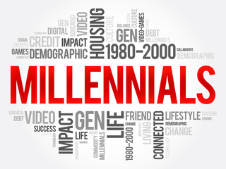 Millennials Word Cloud Social Concept collage background