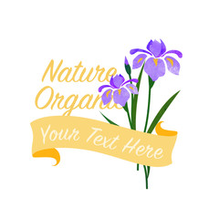 Colorful watercolor texture vector nature botanic garden flower banner purple iris