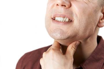 Obraz premium Close Up Of Man Suffering With Sore Throat