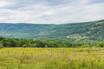 Fototapeta na wymiar Mountain valley landscape. Adygea republic, Krasnodar region, Russia