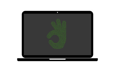 Hacker Laptop Handzeichen exzellent
