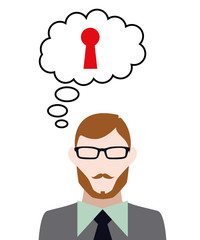  Person denkt an Schlüsselloch