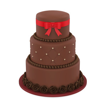 Chocolate Tiered Cakes Isolated