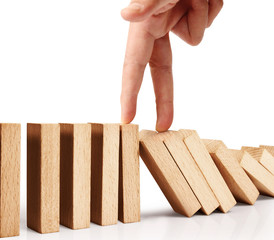 hand stop  dominoes continuous toppled