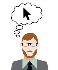 Person denkt an Mauszeiger