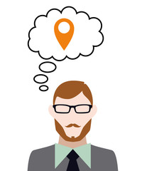 Person denkt an Standort