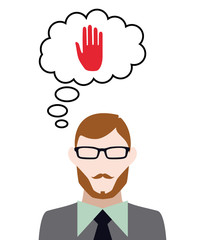 Person denkt an Hand