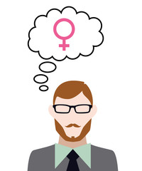 Person denkt an Frau