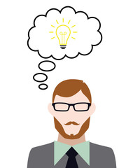 Person denkt an Idee