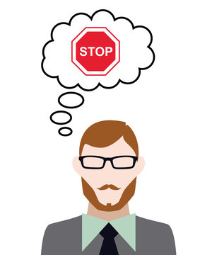 Person denkt an Stopschild