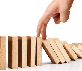 hand stop  dominoes continuous toppled