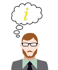 Person denkt an Info kursiv