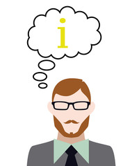 Person denkt an Info