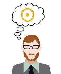 Person denkt an orangenes Zahnrad