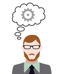 Person denkt an graues Zahnrad