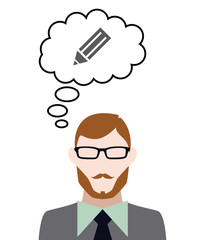 Person denkt an Zeichenstift