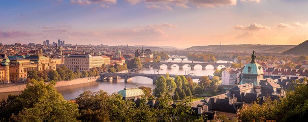 Crédence en verre imprimé Prague Coucher de soleil à Prague depuis l& 39 été