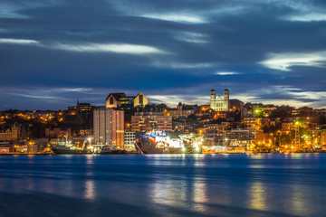 Obraz premium St John's cityscape at the evening, Newfoundland, Canada