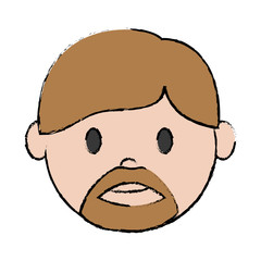cartoon man with beard icon over white background colorful design vector illustration
