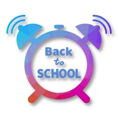 Alarm clock icon with Back to school text. Flat design