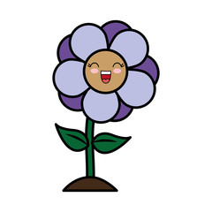 kawaii flower icon over white background vector illustration