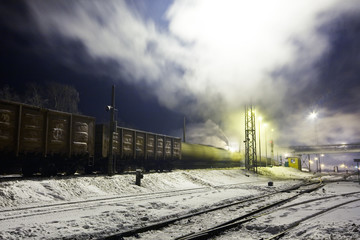 Fototapeta premium Trains in night
