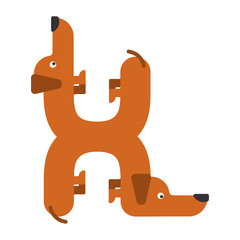 Letter H is dog. pet font. Dachshund alphabet. Lettering home animal