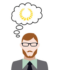 Person denkt an Siegerkranz