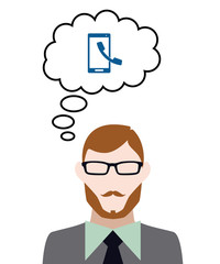 Person denkt an Smartphone Anruf