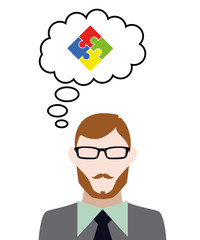 Person denkt an Puzzle