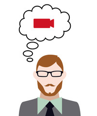 Person denkt an Digitalkamera