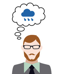 Person denkt an Regenwolke