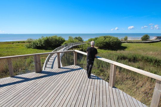 P&auml;rnu (Estonie) - Plate-forme d'observation et plage de P&auml;rnu / P&auml;rnu rannaniidu matkarada