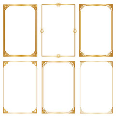 Set Decorative frame and borders, Golden frame on white background. Thai pattern - 169682302