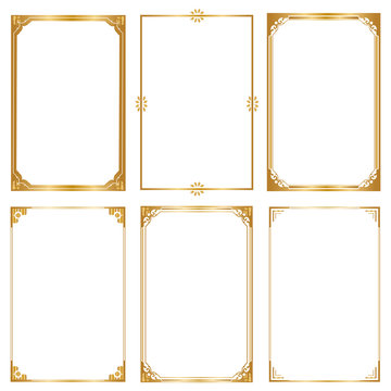 Set Decorative frame and borders, Golden frame on white background. Thai pattern