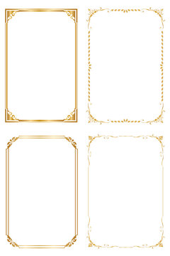 Set Decorative frame and borders, Golden frame on white background. Thai pattern