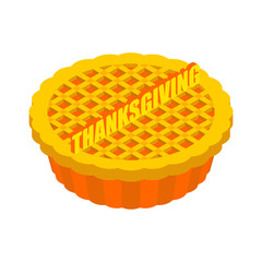 Thanksgiving day Pumpkin Pie isolated. Vintage Cake . Food for national holiday