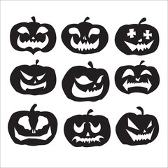 Halloween face pumpkin black and white