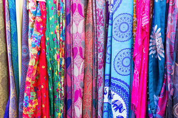 Background with colored scarves..