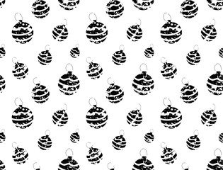 Vector xmas pattern with christmas black toys.