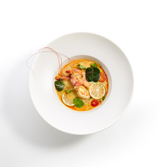 Special dishes of Pan-Asian cuisine in white plate