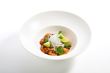 Special dishes of Pan-Asian cuisine in white plate