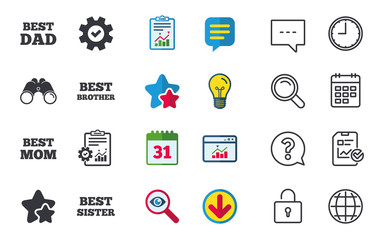 Best mom and dad, brother, sister icons.