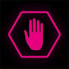Neon Button Polygon - Hand Stopp
