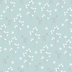 Vintage floral seamless pattern with white flowers.