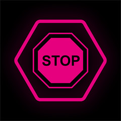 Neon Button Polygon - Stoppschild