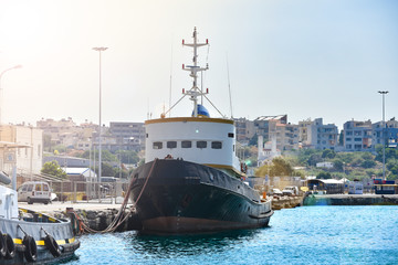 Naklejka premium View of Greek port of Chania on the island of Crete.