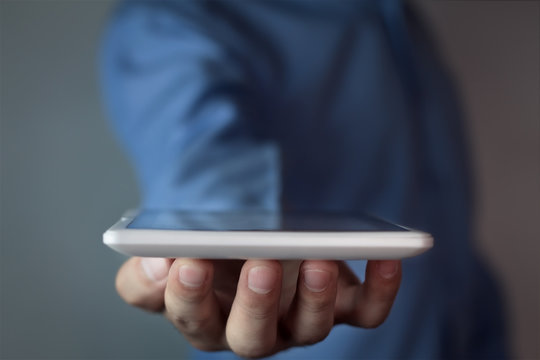 Man holding tablet