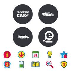 Electric car sign. Sedan and Hatchback transport.